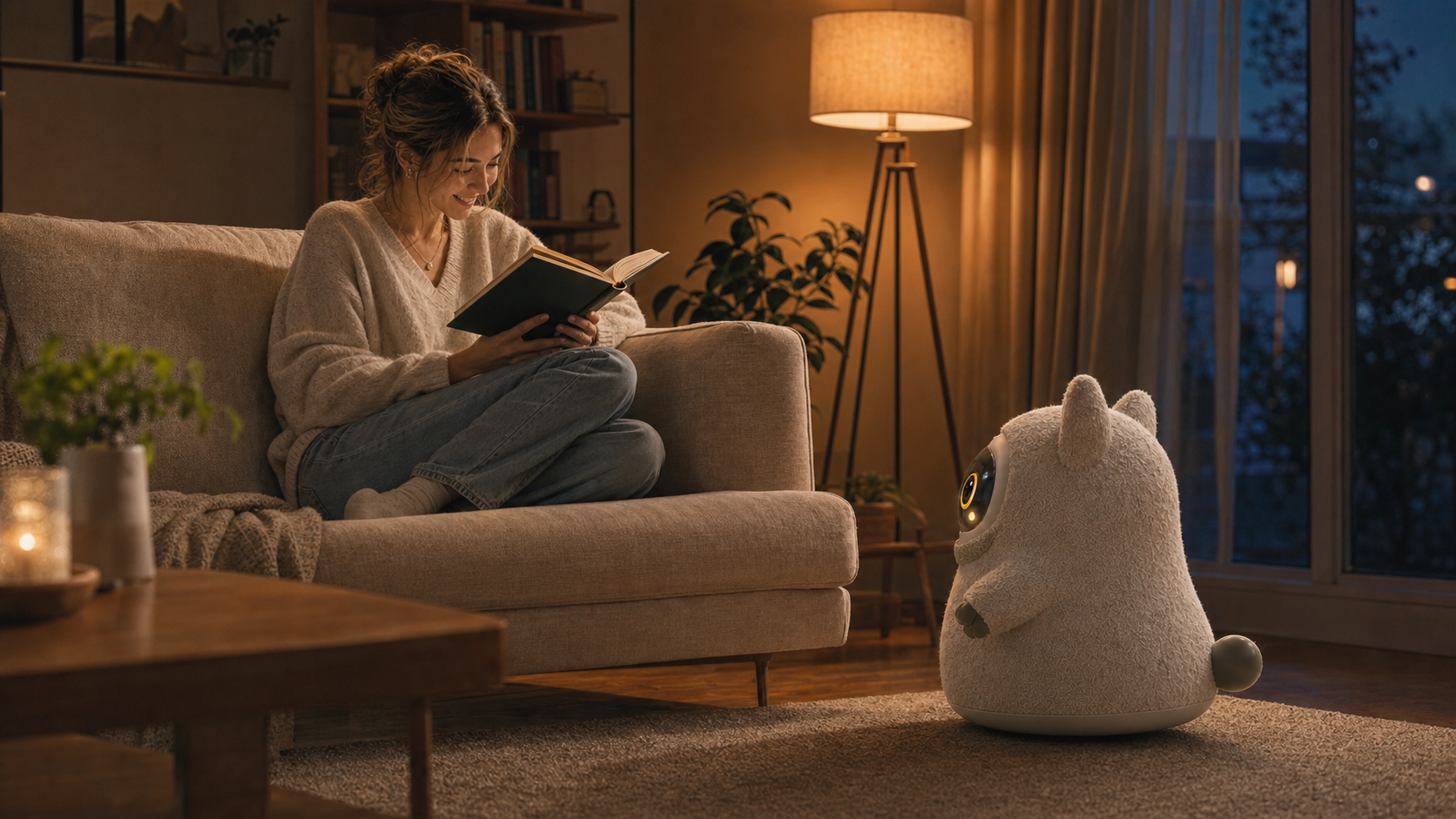 Kimomo seen from behind while quietly accompanying someone reading